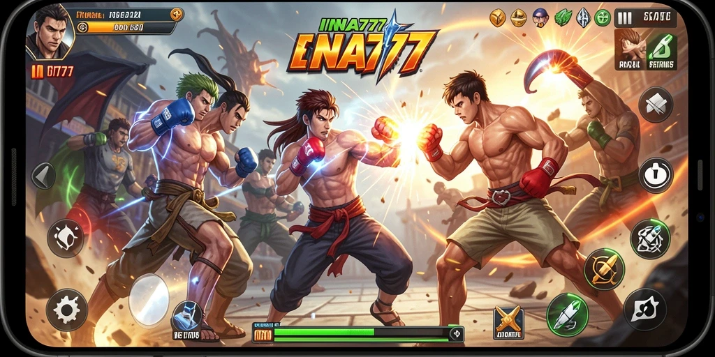 Tampilan gameplay seru dan intens dalam pertarungan Fighting.