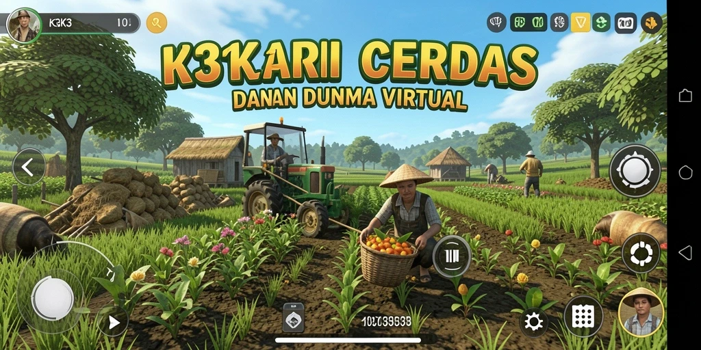 Screenshot K3K3 menampilkan aktivitas bertani yang menyenangkan.