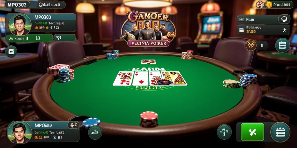 Tampilan menarik dari gameplay poker yang mendebarkan di MPO303.