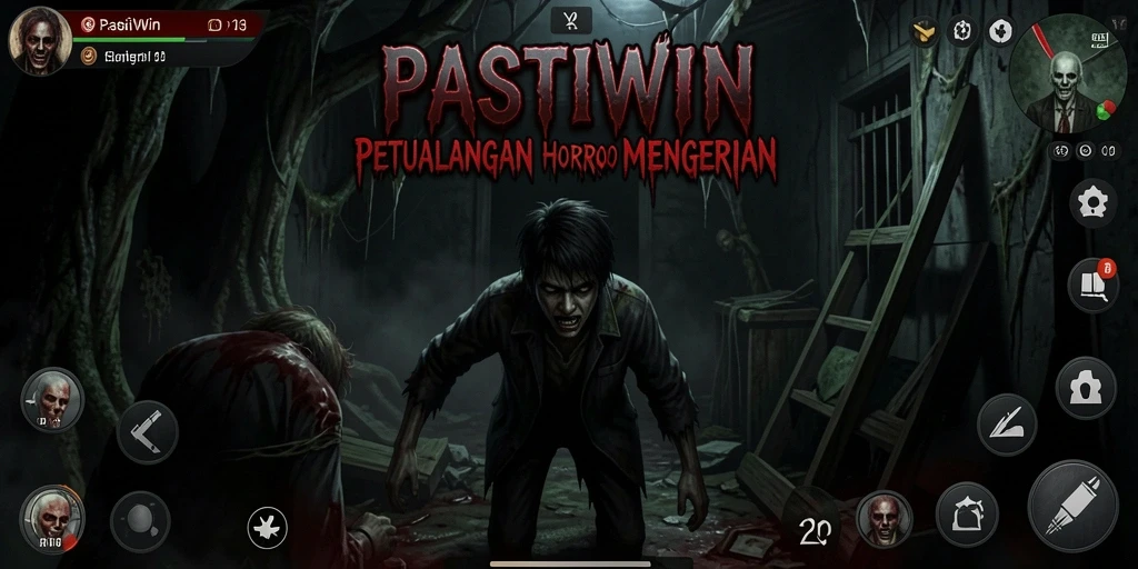 Screenshot gameplay PASTIWIN menampilkan suasana mencekam dan menakutkan.