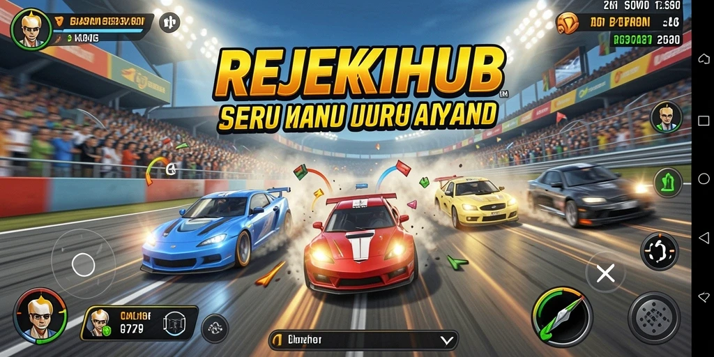 Tampilan gameplay balapan menegangkan di REJEKIHUB.