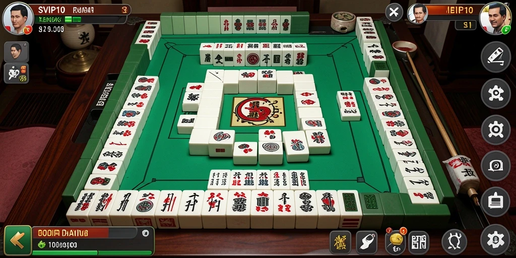 Screenshot gameplay SVIP10 yang menampilkan ubin Mahjong yang menarik dan interaktif.